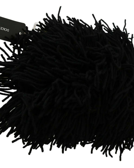 Dolce & Gabbana Black White Knitted Cashmere Animal Design Hat