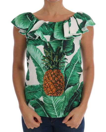 Dolce & Gabbana Pineapple Banana Sequins Blouse T-shirt