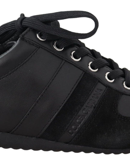 Dolce & Gabbana Black Logo Leather Casual Sneakers Shoes