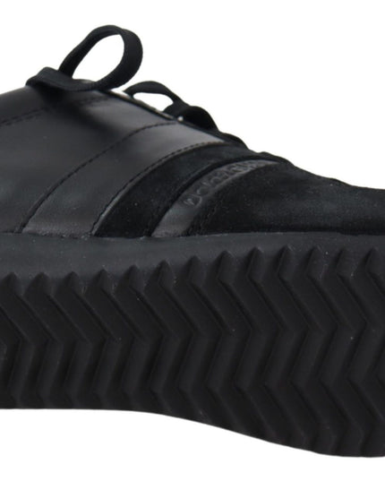 Dolce & Gabbana Black Logo Leather Casual Sneakers Shoes