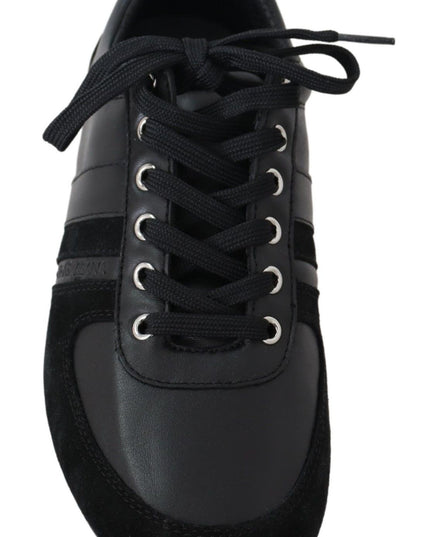 Dolce & Gabbana Black Logo Leather Casual Sneakers Shoes