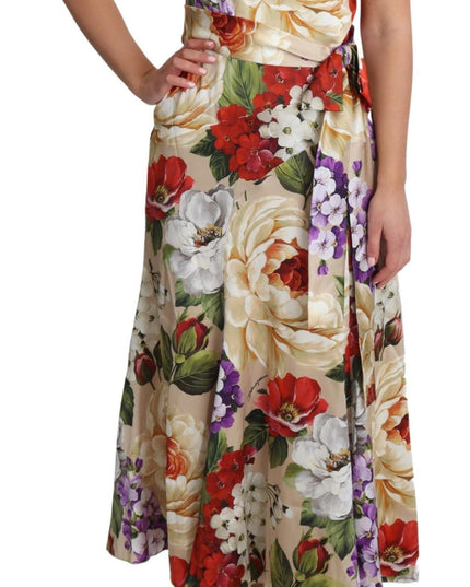 Dolce & Gabbana Print Silk Stretch One Shoulder Dress Floral