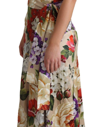 Dolce & Gabbana Print Silk Stretch One Shoulder Dress Floral