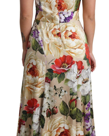 Dolce & Gabbana Print Silk Stretch One Shoulder Dress Floral