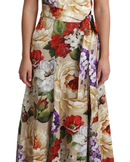 Dolce & Gabbana Print Silk Stretch One Shoulder Dress Floral
