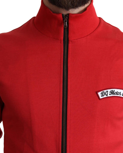 Dolce & Gabbana Red DG Motor Club Zippered Cardigan Sweater