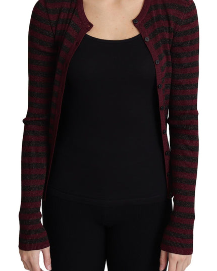 Dolce & Gabbana Black Red Striped Viscose Cardigan Sweater