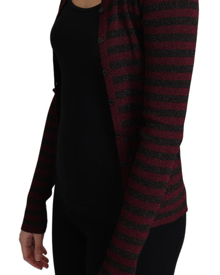 Dolce & Gabbana Black Red Striped Viscose Cardigan Sweater