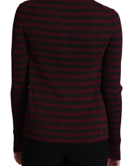 Dolce & Gabbana Black Red Striped Viscose Cardigan Sweater