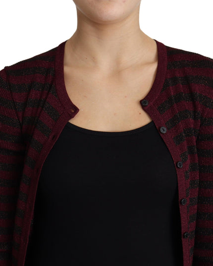 Dolce & Gabbana Black Red Striped Viscose Cardigan Sweater