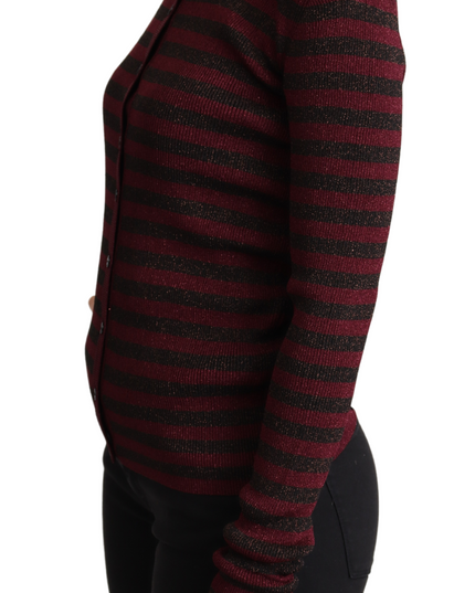 Dolce & Gabbana Black Red Striped Viscose Cardigan Sweater