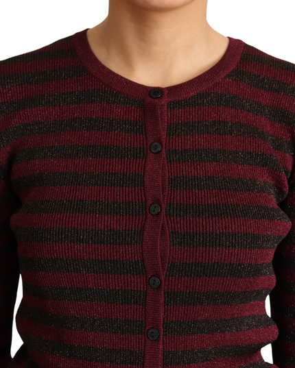 Dolce & Gabbana Black Red Striped Viscose Cardigan Sweater