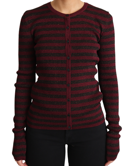Dolce & Gabbana Black Red Striped Viscose Cardigan Sweater