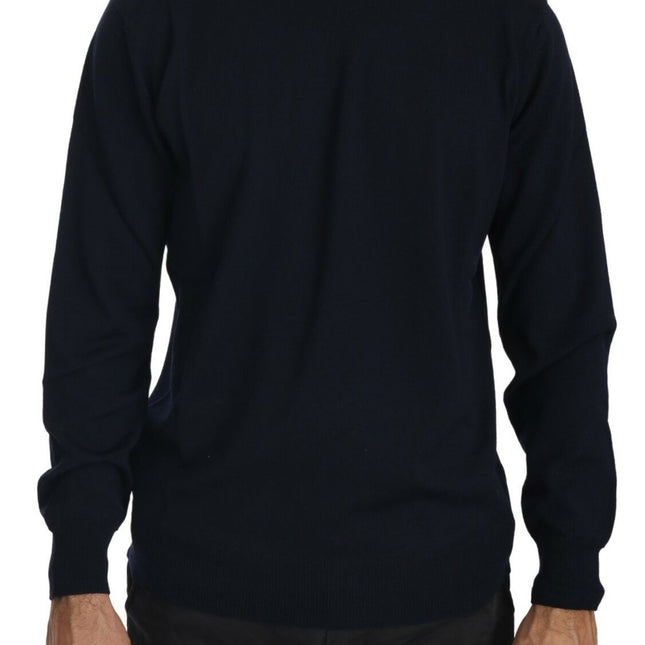 MILA SCHÖN Dark Blue Crewneck Pullover 100% Wool Sweater