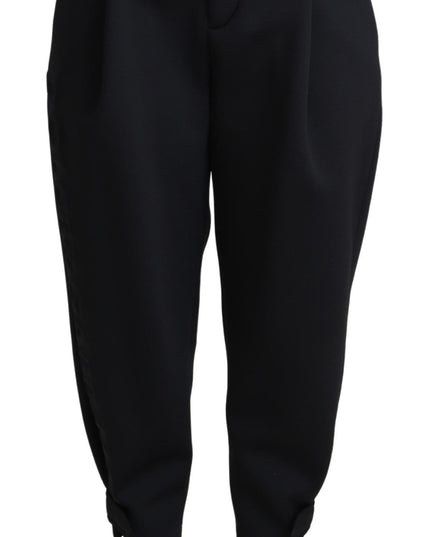 Dolce & Gabbana Black Cropped Dress High Waist Polyester Pants