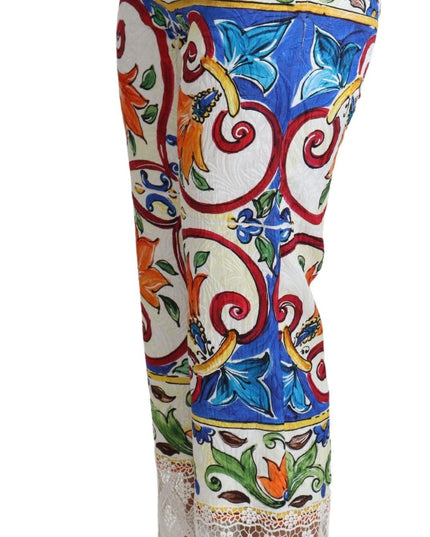 Dolce & Gabbana Multicolor Majolica Print Trouser  Cotton Pants