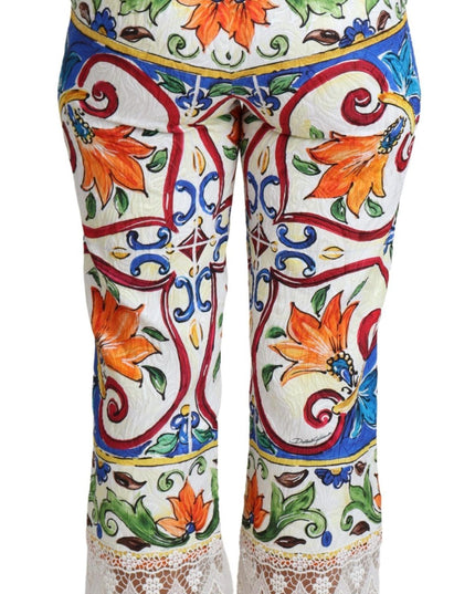 Dolce & Gabbana Multicolor Majolica Print Trouser  Cotton Pants