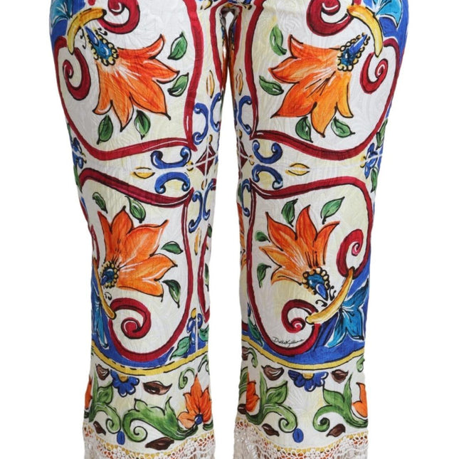 Dolce & Gabbana Multicolor Majolica Print Trouser  Cotton Pants