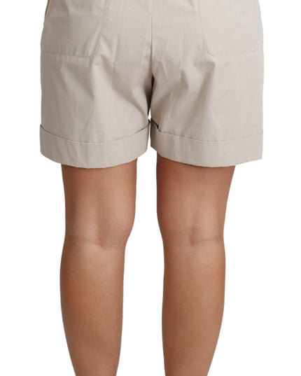 Dolce & Gabbana Beige Cotton Pleated High Waist Casual Shorts