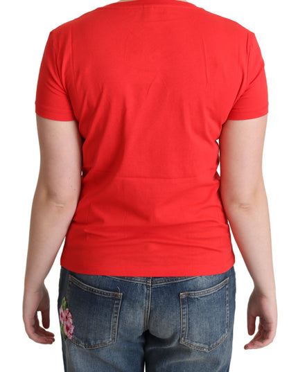 Moschino Red Cotton Come Play 4 Us Print Tops Blouse T-shirt