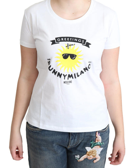 Moschino White Cotton Sunny Milano Print T-shirt