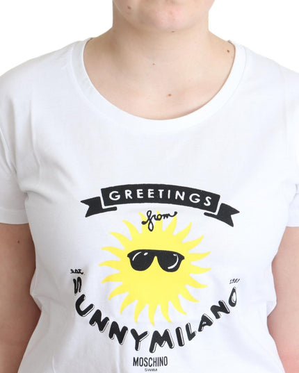 Moschino White Cotton Sunny Milano Print T-shirt