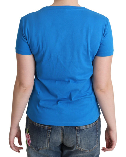 Moschino Blue Cotton Sunny Milano Print Tops T-shirt
