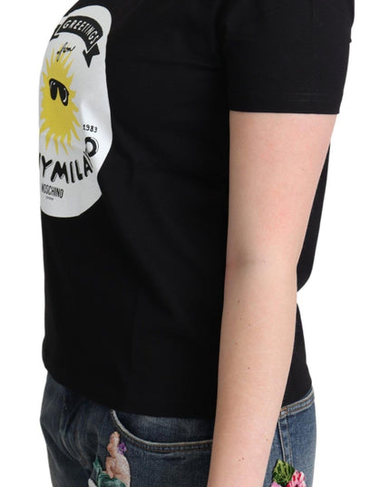 Moschino Black Cotton Sunny Milano Print T-shirt
