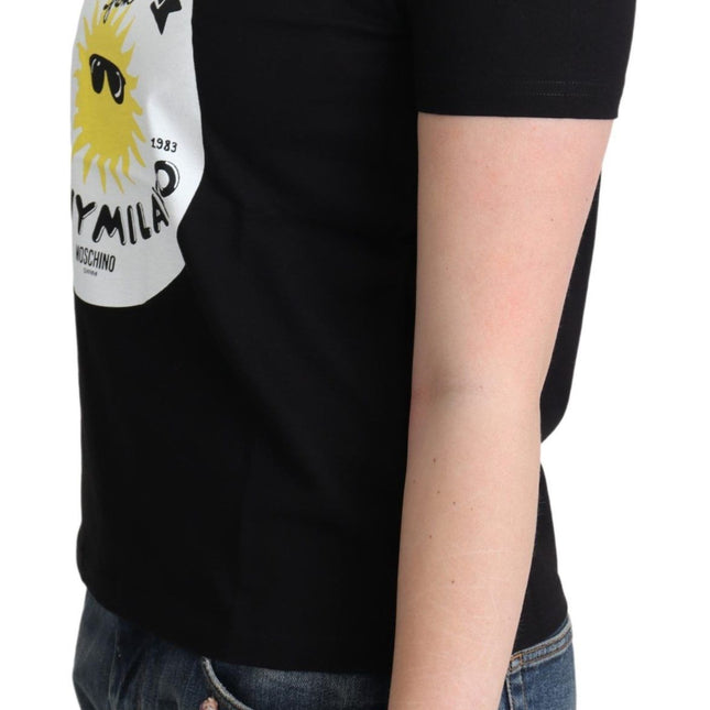 Moschino Black Cotton Sunny Milano Print T-shirt