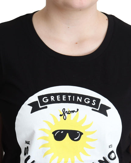 Moschino Black Cotton Sunny Milano Print T-shirt