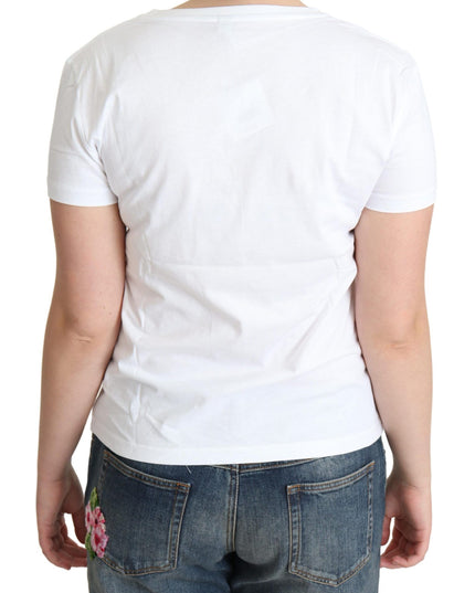 Moschino White Cotton Come Play 4 Us Print Tops T-shirt