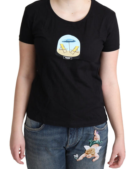 Moschino Black Printed Cotton Short Sleeves T-shirt