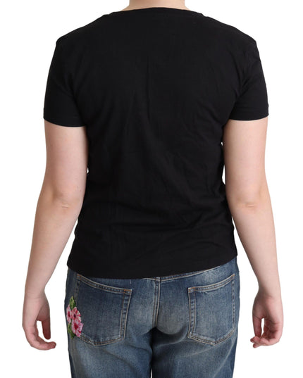Moschino Black Printed Cotton Short Sleeves T-shirt