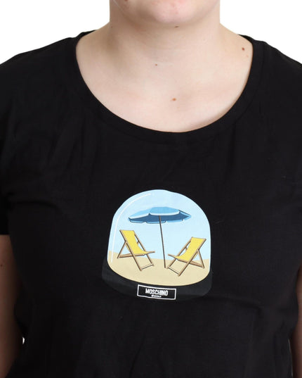 Moschino Black Printed Cotton Short Sleeves T-shirt