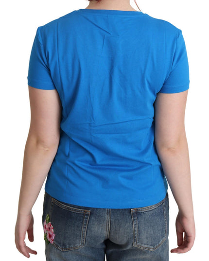 Moschino Blue Printed Cotton Short Sleeves Tops T-shirt