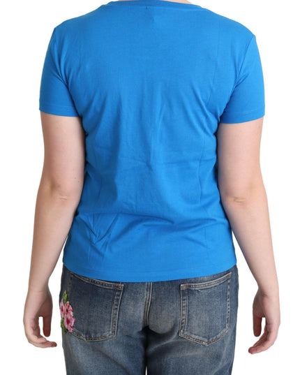 Moschino Blue Cotton Alphabet Letter Print Tops