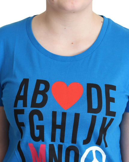 Moschino Blue Cotton Alphabet Letter Print Tops
