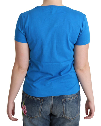 Moschino Blue Cotton Come Play 4 Us Print T-shirt