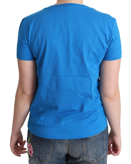 Moschino Blue Cotton Swim Graphic Triangle T-shirt