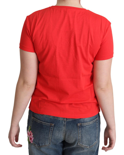 Moschino Red Cotton Swim Graphic Triangle Print  T-shirt