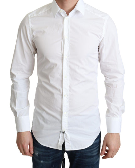 Dolce & Gabbana White Cotton Long Sleeves Men Formal Shirt
