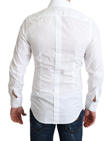 Dolce & Gabbana White Cotton Long Sleeves Men Formal Shirt