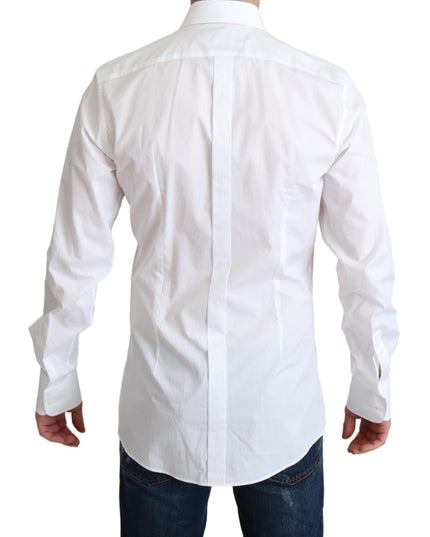 Dolce & Gabbana White Bib Cotton Poplin Men Formal Shirt