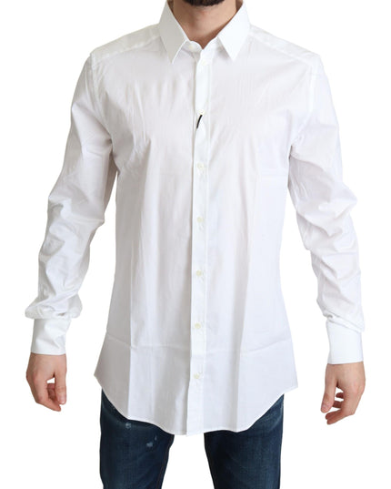 Dolce & Gabbana White Cotton Stretch Men Dress Formal Shirt