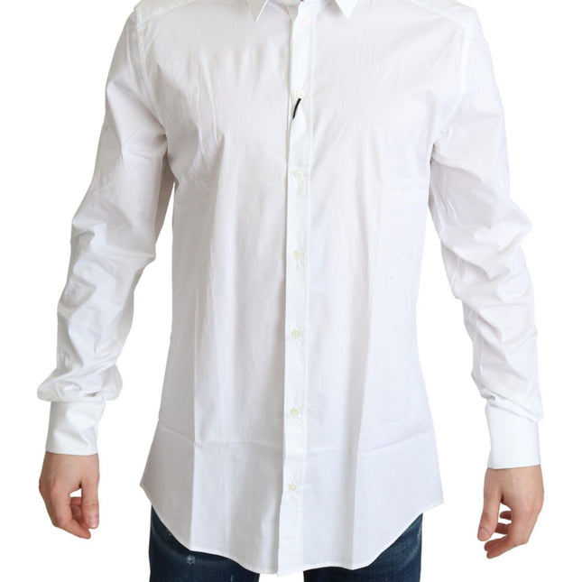Dolce & Gabbana White Cotton Stretch Men Dress Formal Shirt