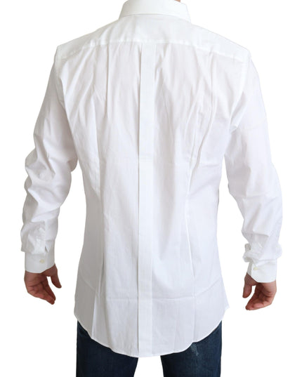 Dolce & Gabbana White Cotton Stretch Men Dress Formal Shirt