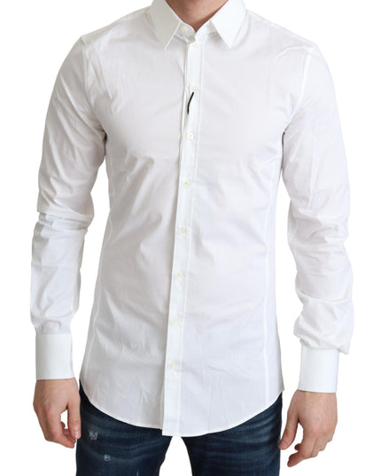 Dolce & Gabbana White Cotton Stretch Men Formal SICILIA Shirt