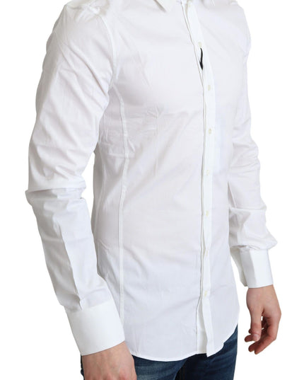 Dolce & Gabbana White Cotton Stretch Men Formal SICILIA Shirt