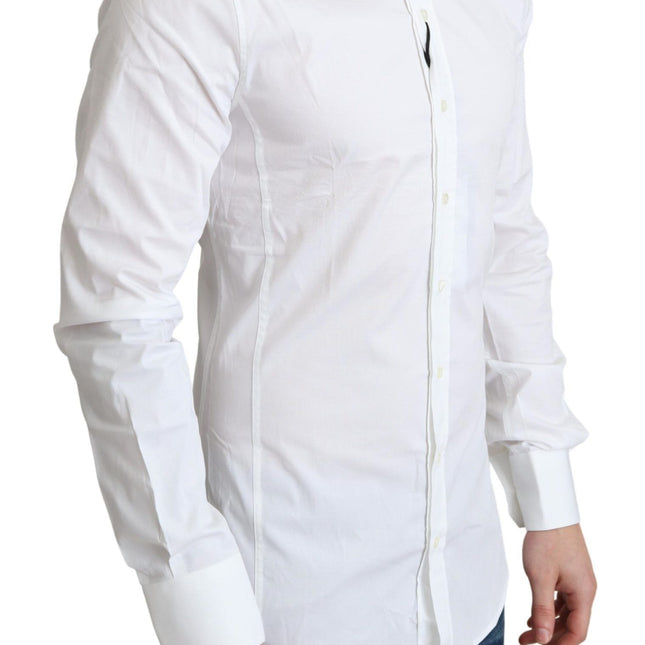 Dolce & Gabbana White Cotton Stretch Men Formal SICILIA Shirt