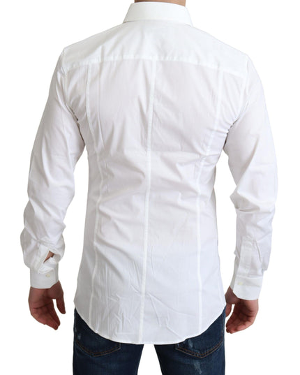 Dolce & Gabbana White Cotton Stretch Men Formal SICILIA Shirt
